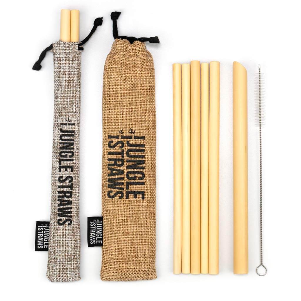 Reusable Bamboo Straw Set with Jute Pouch