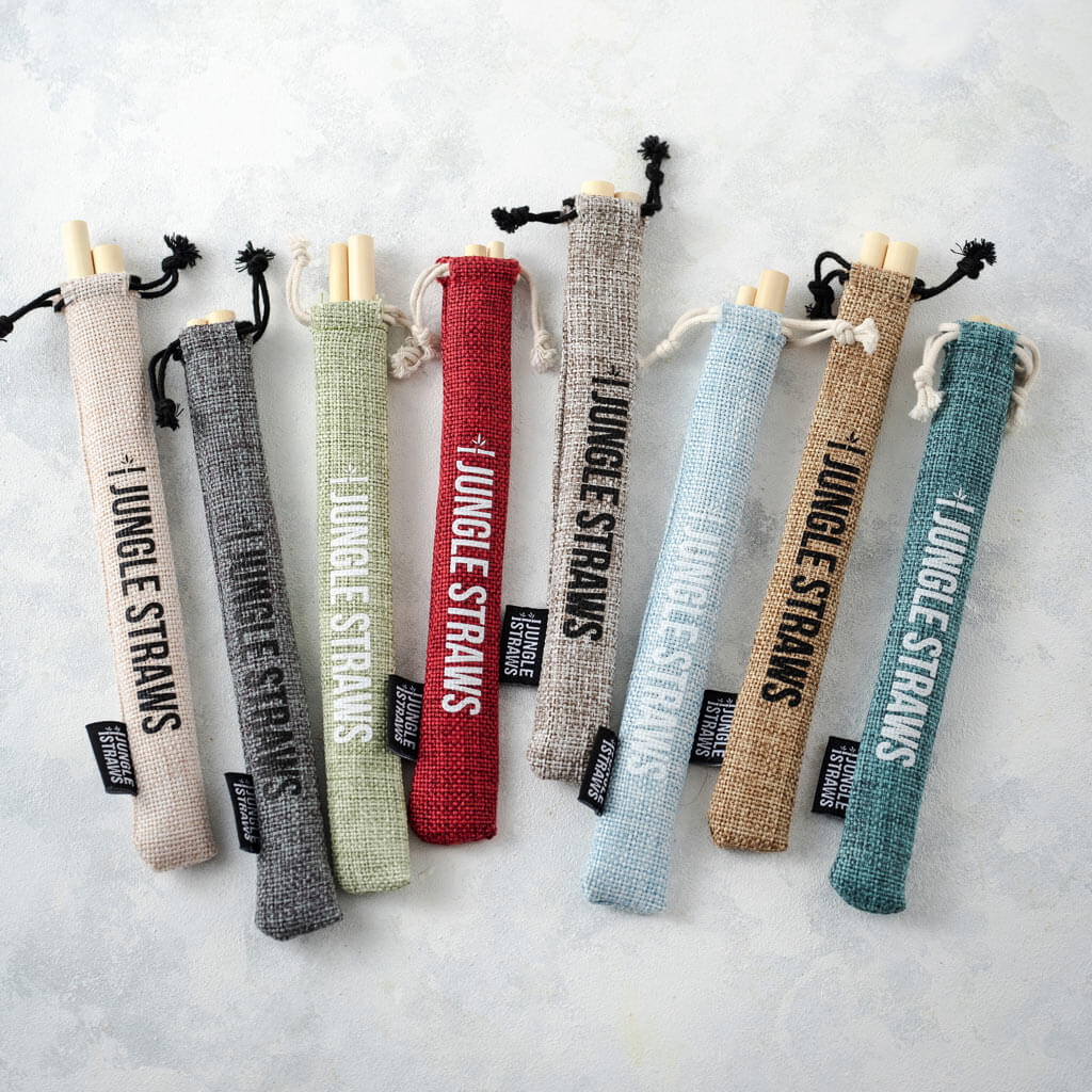 Reusable Bamboo Straw Set with Jute Pouch