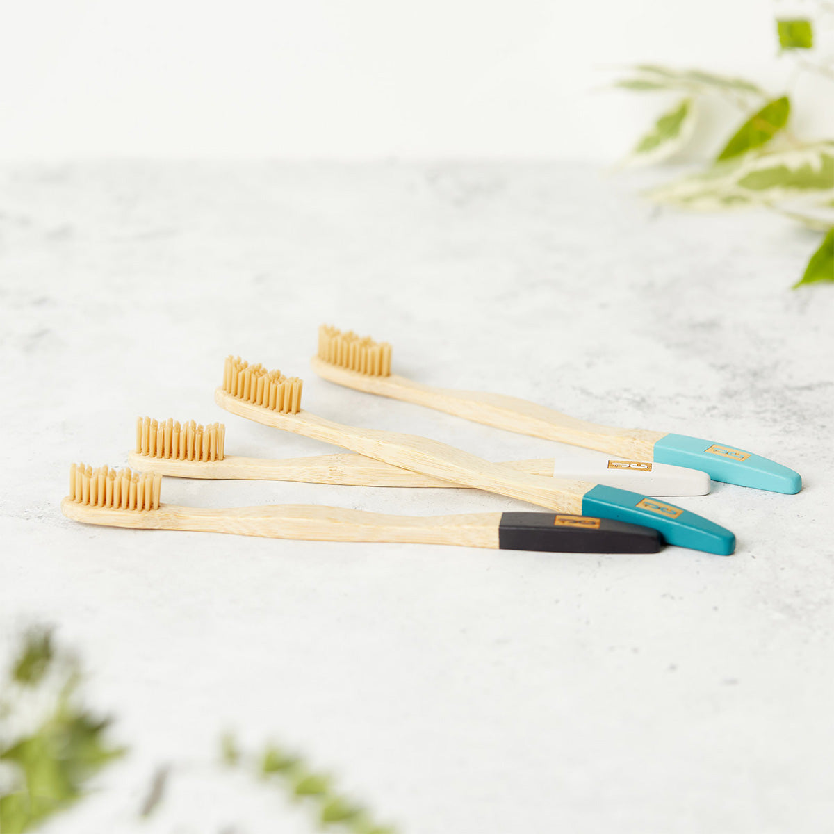 Natural Bamboo Toothbrush Set of 4 | Eco-Friendly, Soft Bristles | Plastic-Free Family Toothbrushes
