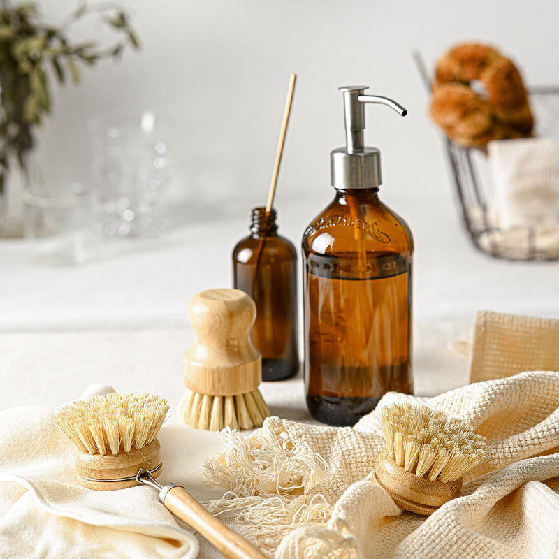 Natural Bamboo Dish Brush Set | 6 Piece Plastic-Free Kit
