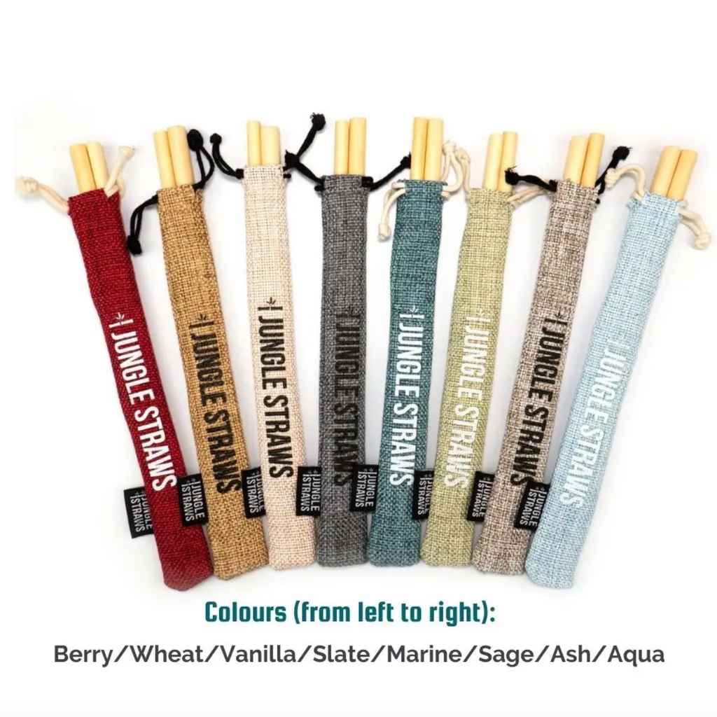 Reusable Bamboo Straw Set with Jute Pouch