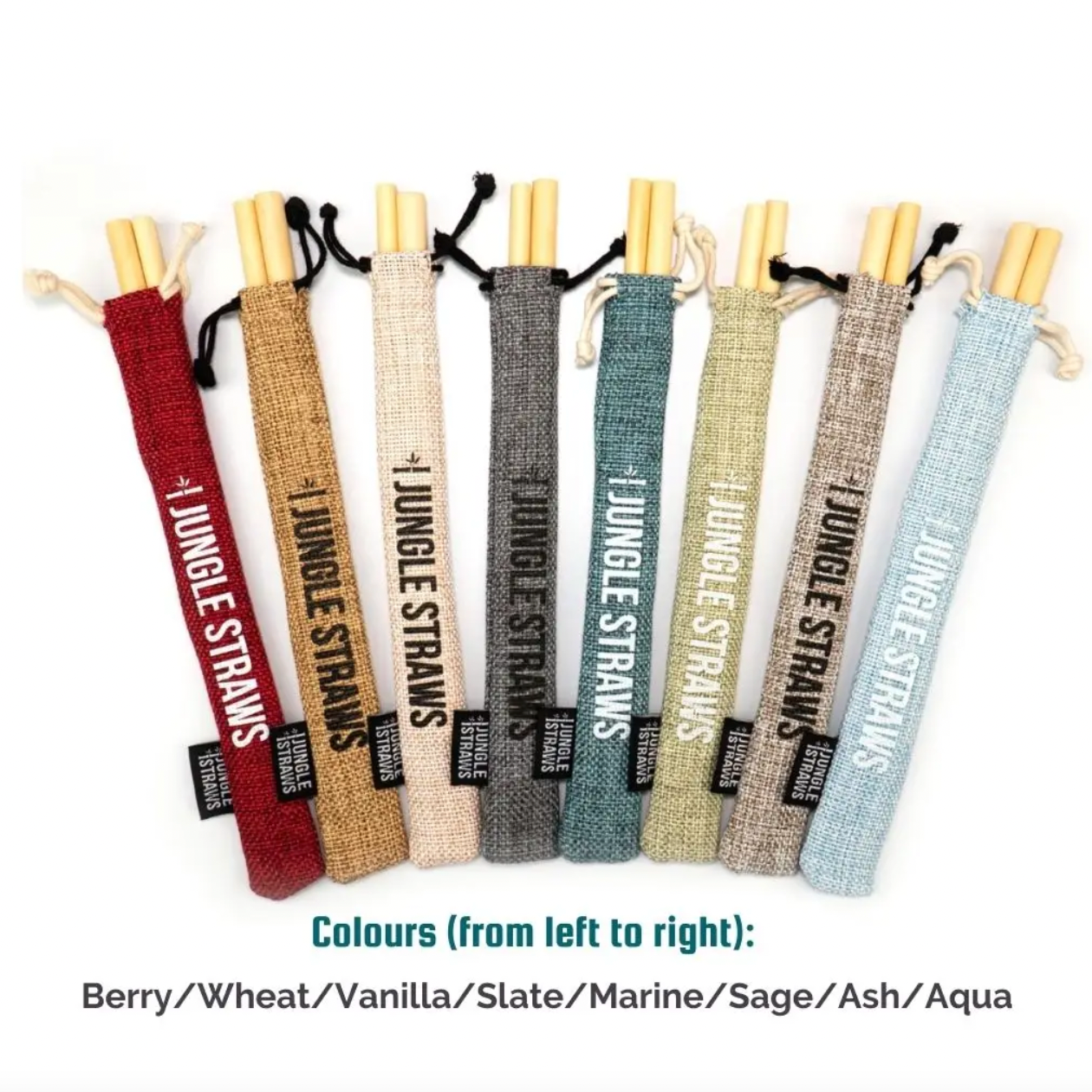 Reusable Bamboo Straw Set with Jute Pouch
