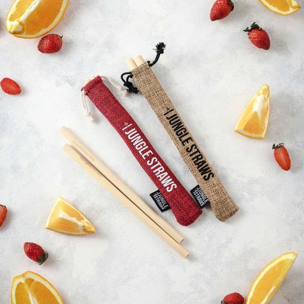 Reusable Bamboo Straw Set with Jute Pouch