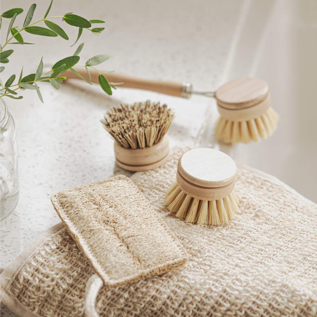 Natural Dish Brush Set | 4 Piece Plastic-Free Kitchen Kit