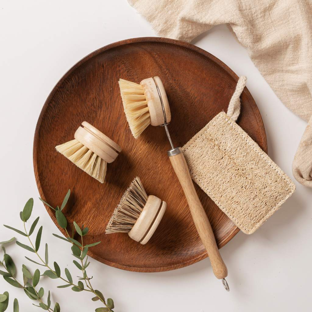 Natural Dish Brush Set | 4 Piece Plastic-Free Kitchen Kit