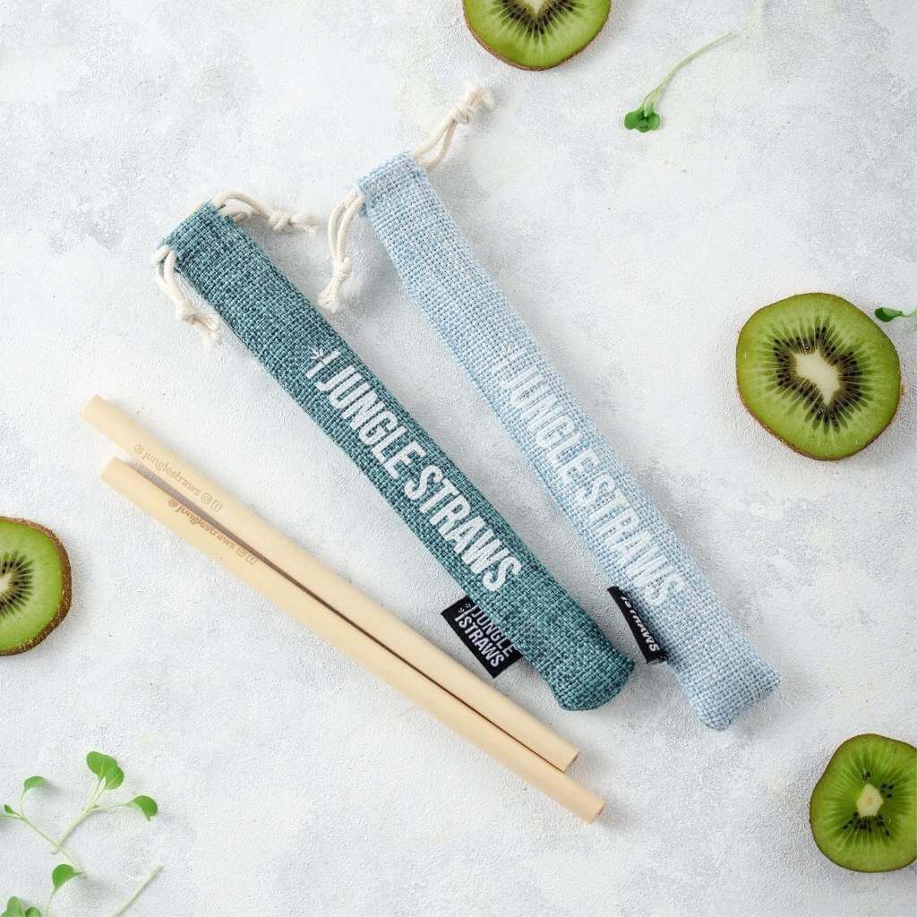 Reusable Bamboo Straw Set with Jute Pouch