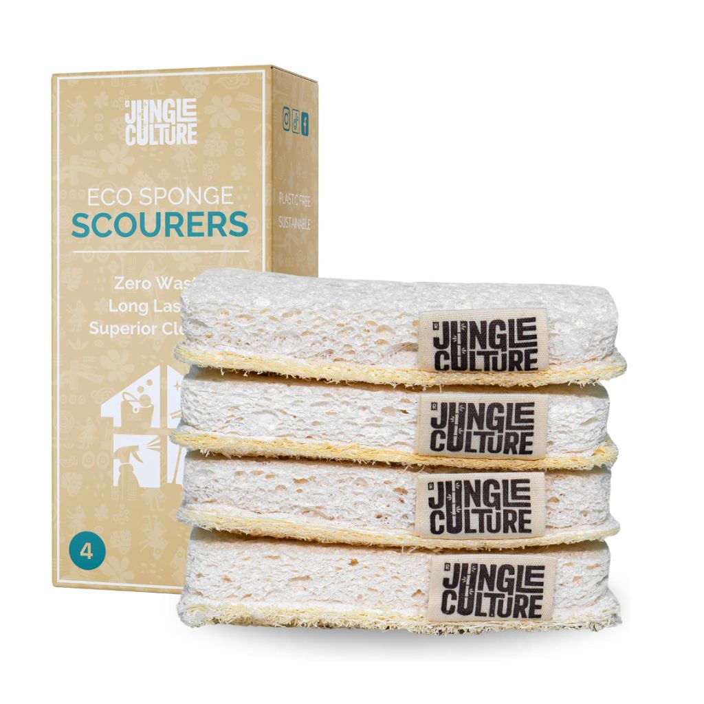 Plastic-Free Kitchen Sponges | Compostable & Reusable 4 Pack
