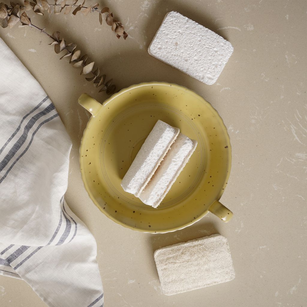 Plastic-Free Kitchen Sponges | Compostable & Reusable 4 Pack