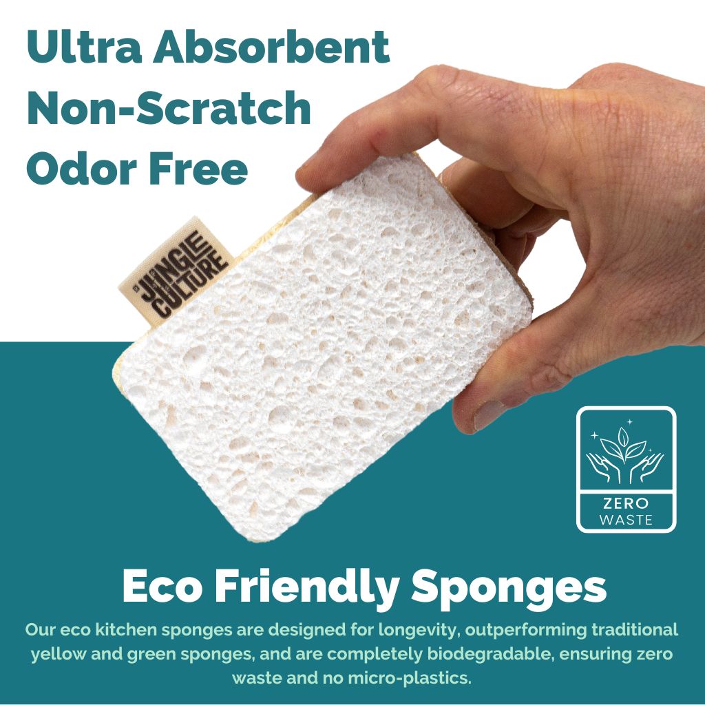 Plastic-Free Kitchen Sponges | Compostable & Reusable 4 Pack