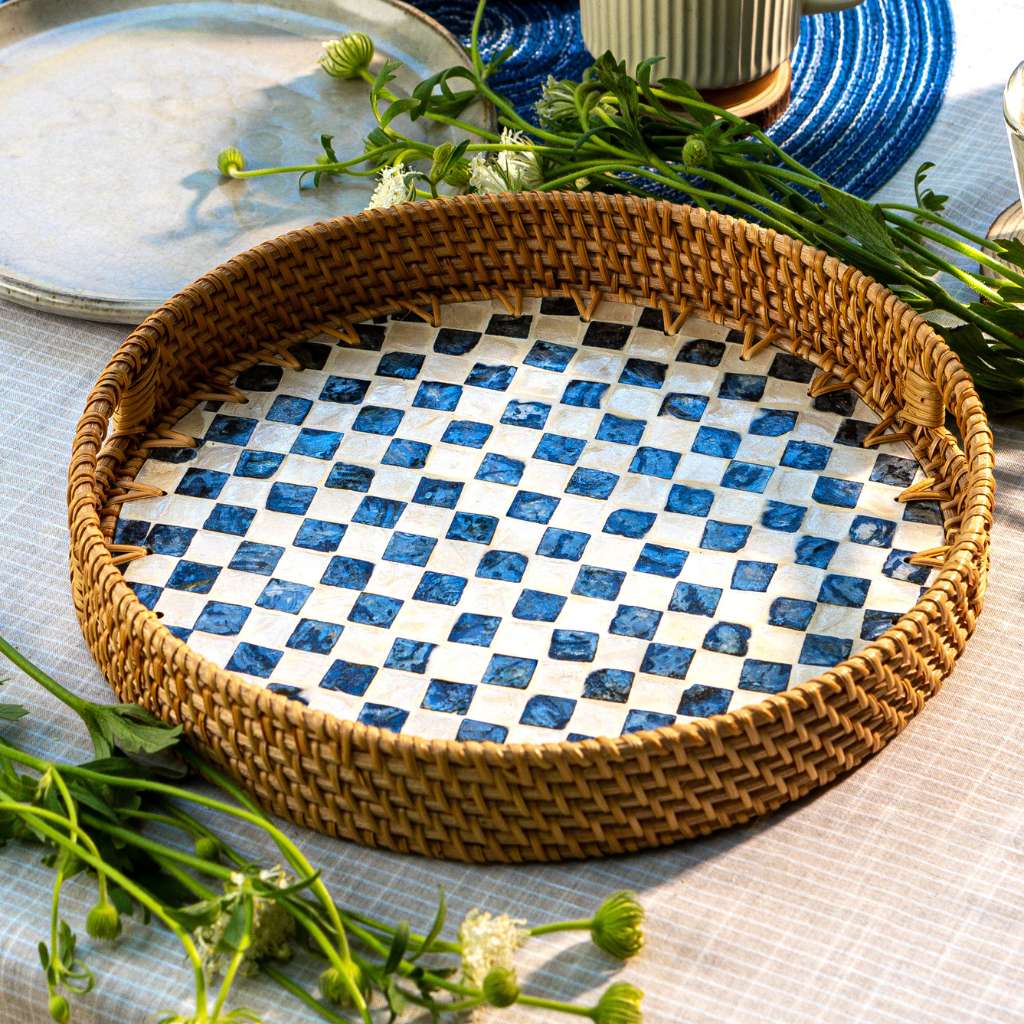 Rattan Trays Mother of Pearl