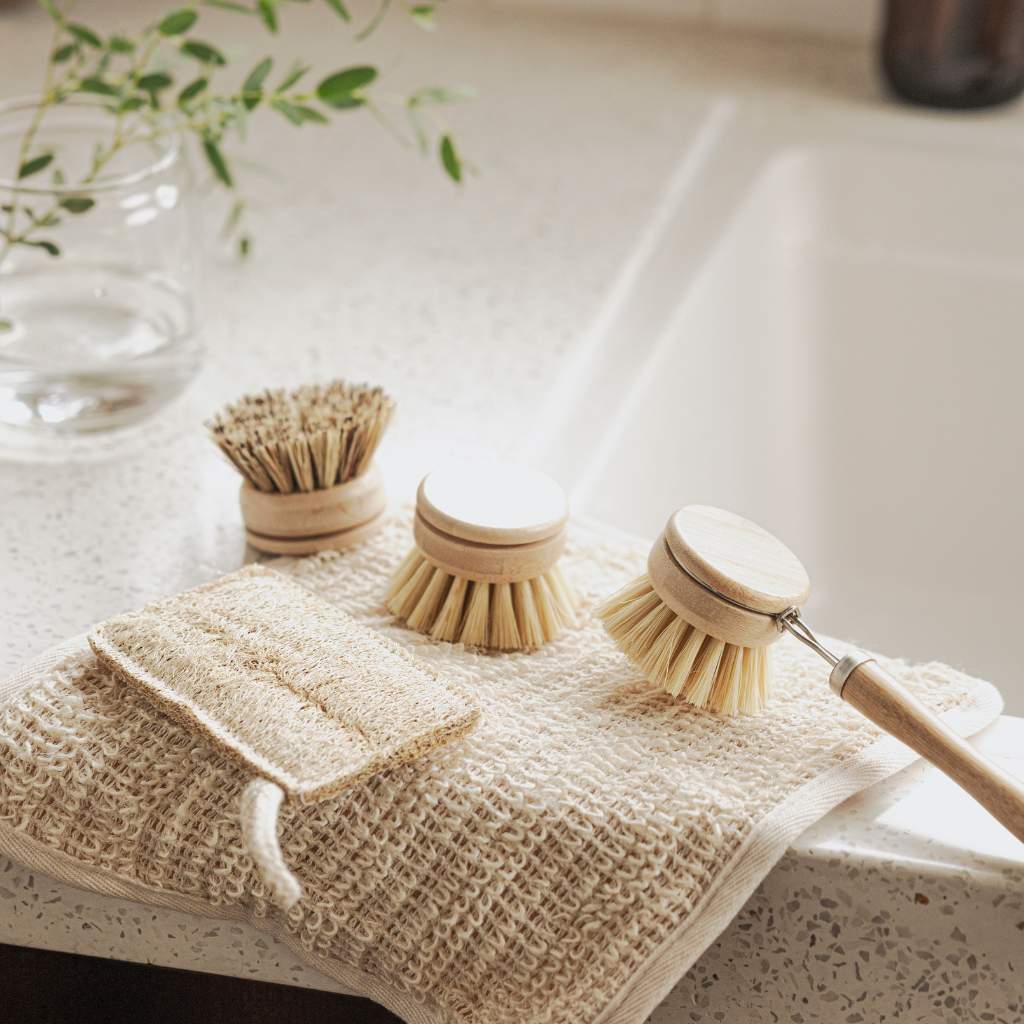 Natural Dish Brush Set | 4 Piece Plastic-Free Kitchen Kit
